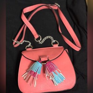 Candie's Vibrant Pink Crossbody Bag with Tassels